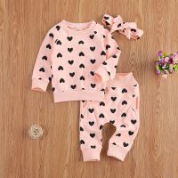 Spring Autumn Toddler Kids Baby Girl Clothes Set Printed Heart Pullover Tops + Trousers Pants 2PCS Clothes 0-24 Months  by Hs2023