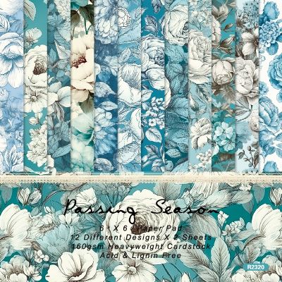 24 Sheets 6 X6 Blue Style Floral Scrapbook Paper Scrapbooking Patterned Paper DIY Craft Background Paper Art Handmade Crafts