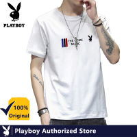 PLAYBOY เสื้อยืดแขนสั้นพิมพ์ลายแฟชั่น,เสื้อยืดสำหรับเด็กนักเรียนวัยรุ่นผู้หญิงพิมพ์โลโก้