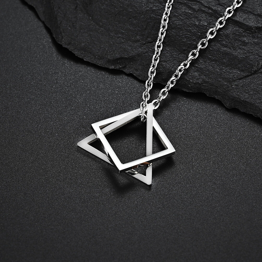 FASHION NINE Geometry Triangle Square Combination Necklace Hip Hop Men Women Couple Pendant