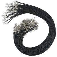 50 Pcs Black Waxed Necklace Cord 2MM Waxed Cord Rope with a Lobster Claw Clasp Necklace Cord Bulk for Jewelry Making