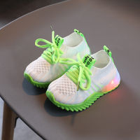 LED Kids Sports Shoes Breathable Knitted Cloth Children Sneakers Boys Girls Kids Trainers Candy Color Fashion Character E05301