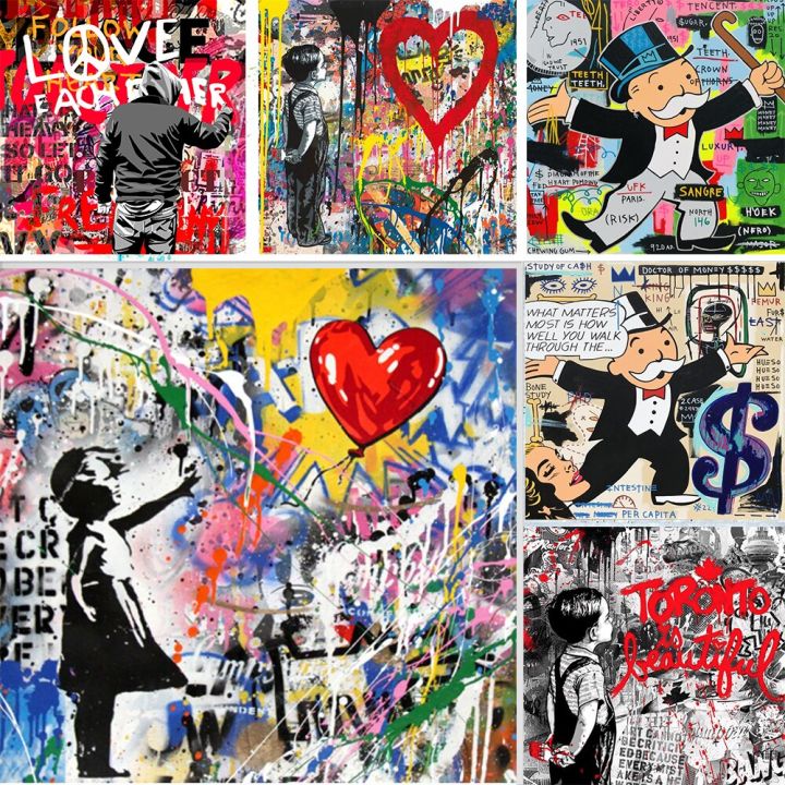 pop-art-graffiti-street-โปสเตอร์ภาพวาดผ้าใบพิมพ์ภาพผนังศิลปะ-boy-and-girl-สำหรับตกแต่งห้องนั่งเล่น-home-ตกแต่ง-art