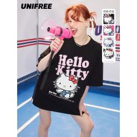 COD 【Hello Kitty】UNIFREE short-sleeved T-shirt womens American fashion brand printed round neck loose top