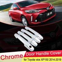 สำหรับโตโยต้า Vios XP150รถลีมูซีน2014 2015 2016 2017 2019 2018โครเมี่ยมมือจับประตูหรูหราที่จับฝาครอบตกแต่งรถยนต์อุปกรณ์ตกแต่ง