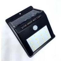 SOLAR LED LAMP 16LED BLACK โคมไฟติดผนัง พร้อมโซล่าเซลล์ และเซนเซอร์เปิดปิดอัติโนมัติ  (สีดำ)