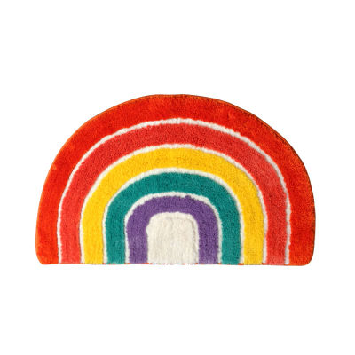 Semicircle Rainbow Pattern Bath Mat Entrance Doormat Rug Non-slip Bathroom Mats Living Rom Floor Rug Home Foot Carpet 50*80cm