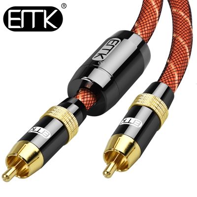 EMK Subwoofer Cable Coaxial Audio RCA Cable RCA to RCA Male to Male 1m 3m 5m DVD Speaker Amplifier OD6.0 braided Nylon Cable