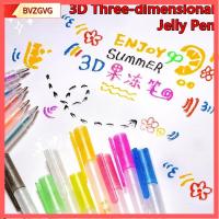 BVZGVG 6PCS/Set 3D สามมิติ ปากกาเจลลี่สเตอริโอ3D แก้วโลหะเซรามิก หลายสี ปากกาไฮไลท์ ที่มีคุณภาพสูง มาร์กเกอร์สี สำหรับนักเรียน