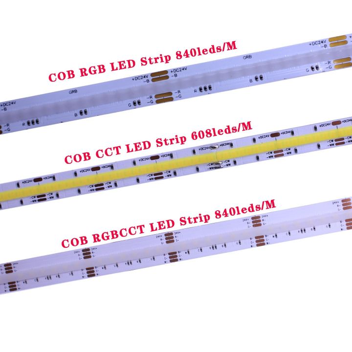 แถบแอลอีดี840-810-608-480แอลอีดีความหนาแน่นสูง-cob-แบบยืดหยุ่น-rgbct-rgb-ไฟ-led-12v-24v-ra80-3000k-4000k-6000k-เทป-led