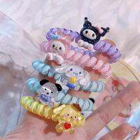 Sanrio สายคล้องข้อมือผมการ์ตูนน่ารัก Cinnamoroll Kuromi เมโลดี้สายโทรศัพท์สายโทรศัพท์ที่ผูกยางรัดผมยืดหยุ่น