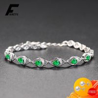 Luxury Women Bracelet 925 Silver Jewelry Water Drop Shaped Emerald Gemstone Fashion Accessories Wedding Party Engagement Gift