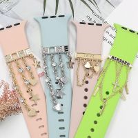 ☎۞ Metal Charms Watch Band Decoration Ring For Apple Watch Diamond Ornament For iwatch Bracelet Silicone Strap Jewelry Accessories