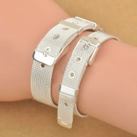 Fashionable Belt Design Pure 925 Sterling Silver Fine Jewelry Bracelet Bangle Top Quality 2 Size Options For Woman Man