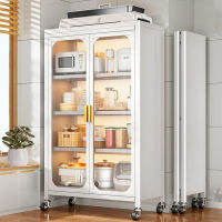 Foldable kitchen shelving Multilayer storage cabinet Floor-to-ceiling multifunctional storage cabinet bowl Microwave oven cabinet