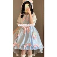 เดรสออกงานสาวอวบ เดรสสีแดงสาวอวบ การออกแบบดั้งเดิมของ Bubble Bear Little Sweet Bear Original Lolita Floral Bud Dress ชุดเดรสโลลิต้า Sweet Lo DressTH