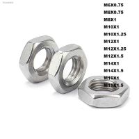 ♟✶ 4/10Pcs Fine Thread M6 M8 M10 M12 M14 M16 Pitch 0.75/1/1.25/1.5 304 A2-70 Stainless Steel Hex Hexagon Thin Nut Jam Nut DIN439