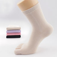 New womens cotton solid color fingers socks Casual wild lady warm five fingers socks