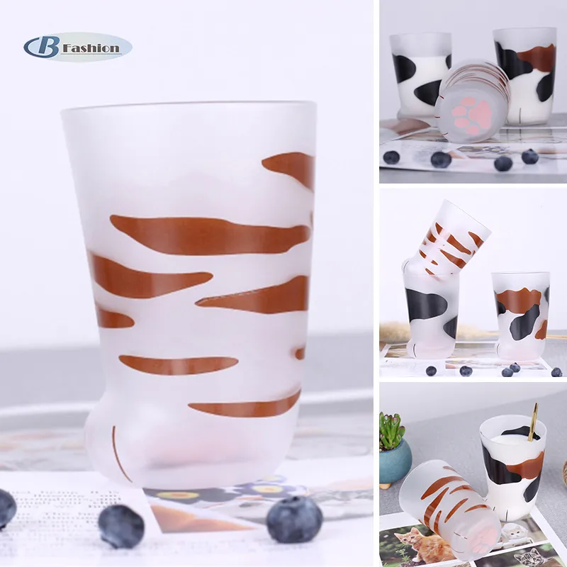 Cat Paw Cup,Cat claw Cup Milk Glass Frosted Glass Cup Cute Cat