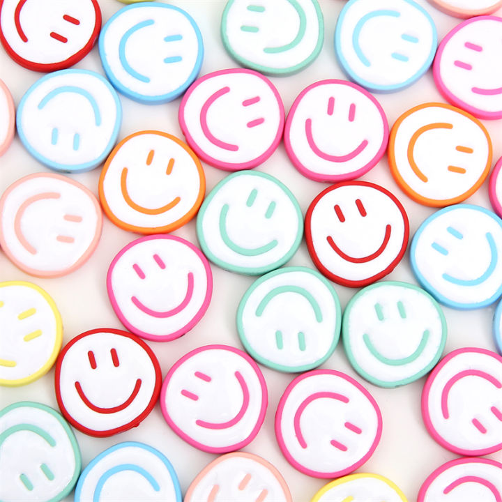 Pastel Smiley Face Beads, Emoji Charm, Happy Face Charm, Pendant