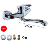 Brass Plating Faucet For Kitchen Sink Wall Mount Tap 360 Rotating Single Handle Hot Cold Water Taps Dual Hole Wall Kitchen Mixer