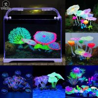 hot【cw】 Durable Glowing Coral Decorations Silicone Ornament Aquarium Landscaping Underwater