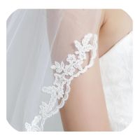 Bridal Veil White Ivory with Comb One Layer Lace Edge Fingertip Length 36" wedding veils Wedding accessories Bride Veu Hair Accessories