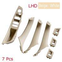 Beige-White-7Pcs Beige-White-7Pcs รถยนต์พวงมาลัยซ้าย LHD ที่ปิดแผงมื่อจับประตูด้านในสีเบจสีดำสีแดงน้ำตาลสีเบจสีขาวสำหรับ BMW 5 Series F11 F10