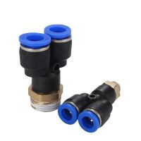 PX"Pneumatic Fitting Y Shaped Tee 4mm-12mm OD Hose Tube M5 1/8"1/4"3/8"1/2"BSP Male Thread 3 Way Air Coupler Connector Pipe Fittings Accessories