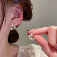 Exquisite Opals Zircon Flower Butterfly Leaf Eearrings Crystal Flower Stud Earrings Cubic Zircon Stone Pearl Earrings for Women Jewelry Gift