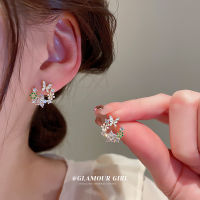 CIFbuy Exquisite Opals Zircon Flower Butterfly Leaf Eearrings Crystal Flower Stud Earrings Cubic Zircon Stone Pearl Earrings for Women Jewelry Gift