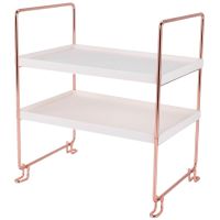 Desktop Storage Rack Rose Gold 2 Layers Bathroom Makeup Organizer Assembled Kitchen Seasoning Iron Storage Shelves