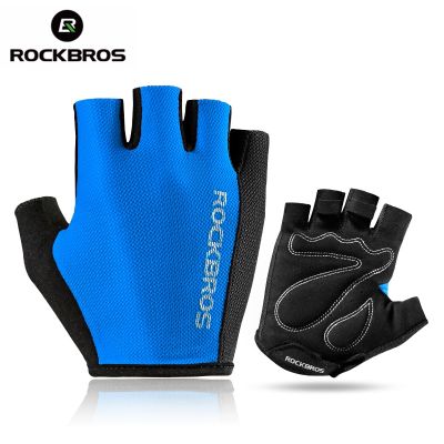 hotx【DT】 ROCKBROS Gloves Outdoor Breathable Cycling Half Short Sponge MTB 5 Colors