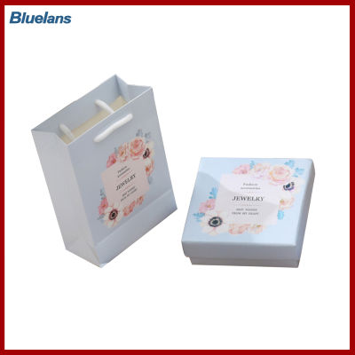 Bluelans®กล่องของขวัญพร้อมกระเป๋าถือแบบพกพาลายดอกไม้มีซับในเป็นฟองน้ำอเนกประสงค์หลากสีของชำร่วยแต่งงานกล่องบรรจุเครื่องประดับ