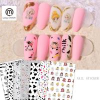 SANYIYANG โอนฟอยล์เล็บ กาวตนเอง พิมพ์ลายวัว ทำเล็บมือ Prinsess Wraps Slider decals ศิลปะเล็บ DIY ตกแต่งเล็บ 3D สติกเกอร์ติดเล็บ สติ๊กเกอร์ติดเล็บลายการ์ตูน