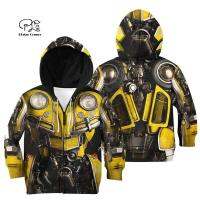 Family matching Outfits Bumblebee armor Suit Kids 3D Print Hoodies mom and daughter chidren boy SweatshirtsVestjackett shirts