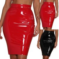 【CW】 Womens Leather Skirt Faux Waist Zip Floral Skirts for Leopard Print