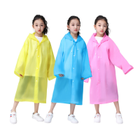 เสื้อกันฝนเด็ก ขนาดพกพา สามารถนำใส่กระเป๋านักเรียนได้ หนา ชุดกันฝนสีพื้นพร้อมฮู้ด