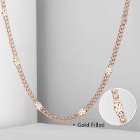 3mm Womens Girls Necklace Curb Cuban Chain 585 Rose Gold Color Necklace Fashion Jewelry 50cm 60cm DCN12