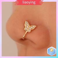 LIAOYING เซอร์คอน ที่ปิดจมูก เครื่องประดับอัญมณีอัญมณี คลิปหนีบจมูก แฟชั่นสำหรับผู้หญิง แหวนจมูกแบบหนีบ สำหรับผู้หญิง