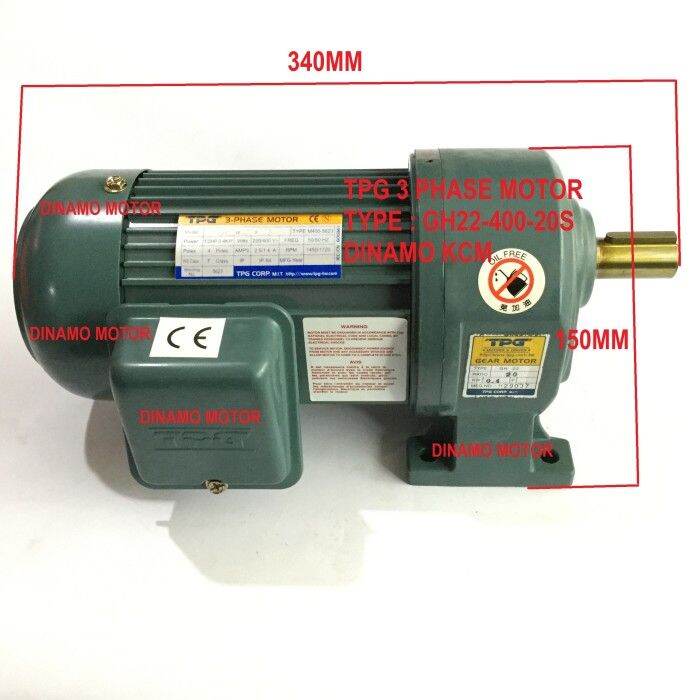 TPG 3PHASE 1/2HP RATIO 120 DINAMO MOTOR MESIN DINAMO GEAR MOTOR