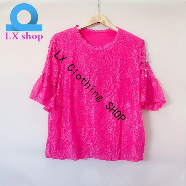 LX Clothingมาใหม่ล่าสุดผู้หญิง Tops แฟชั่นเสื้อสตรีแต่งลูกไม้ฤดูใบไม้ผลิกระโปรงหน้าร้อนแขนสั้นเกาหลีหญิงเสื้อยืดขนาดใหญ่ดอกไม้เสื้อลูกไม้