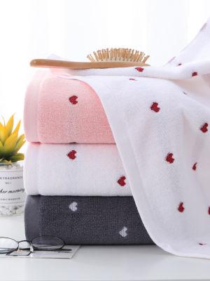 70*140cm Bath Towel 100 Cotton Towels Peach Heart Pattern Bath Towel for GirlMen Rectangle Bath Towels for Bathroom Decor