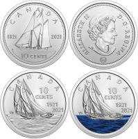 【CC】๑  Canada 2021british Commemorative Coin Boat for a Hundred Years 3 Pieces Set of 10 Points Brand New