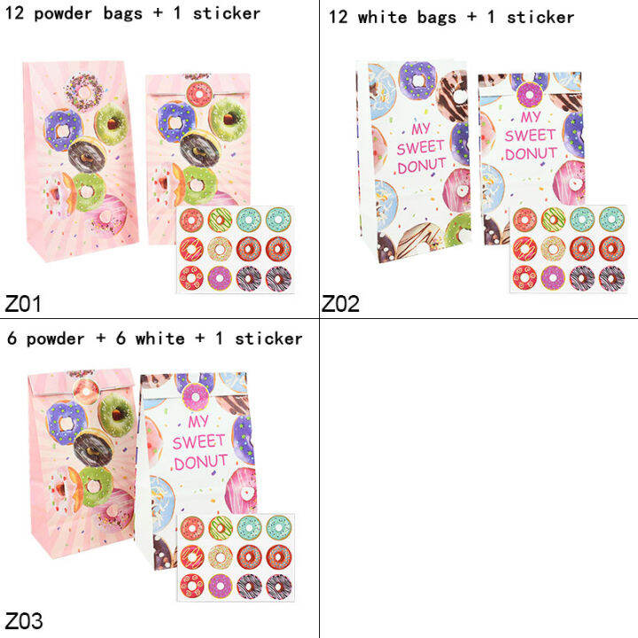 cw-12pcs-donut-themed-party-candy-bag-donut-stickers-candy-dessert-packing-bags-baby-shower-birthday-party-gift-bags-decorations