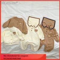 【CW】♠  2023 Newborn Baby Boys Sleeve Single-breasted Top Coat Infant Kids Jumpsuits Romper 0-3Y