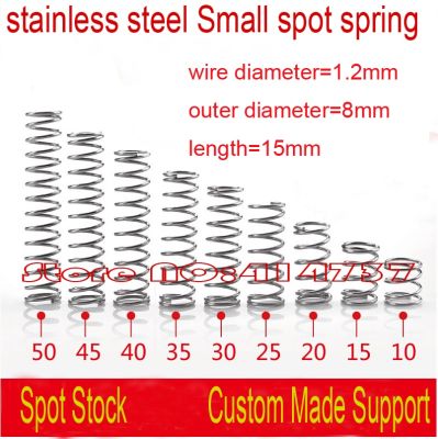 【LZ】 50pcs  1.2x8x15mm   stainless steel Small spot spring  1.2mm  wire micro spring compression spring pressure spring OD 8mm