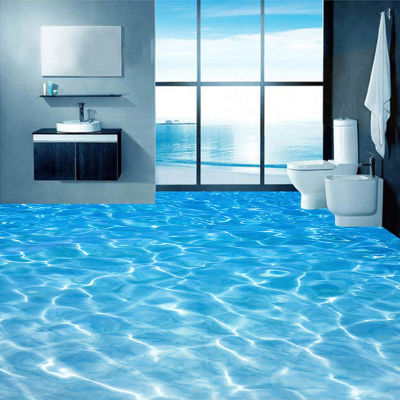 [hot]Custom 3D Floor Murals Wallpaper Sea Water Surface Ripple Photo Wallpaper PVC Waterproof Bathroom Floor Sticker Vinyl Wall Paper