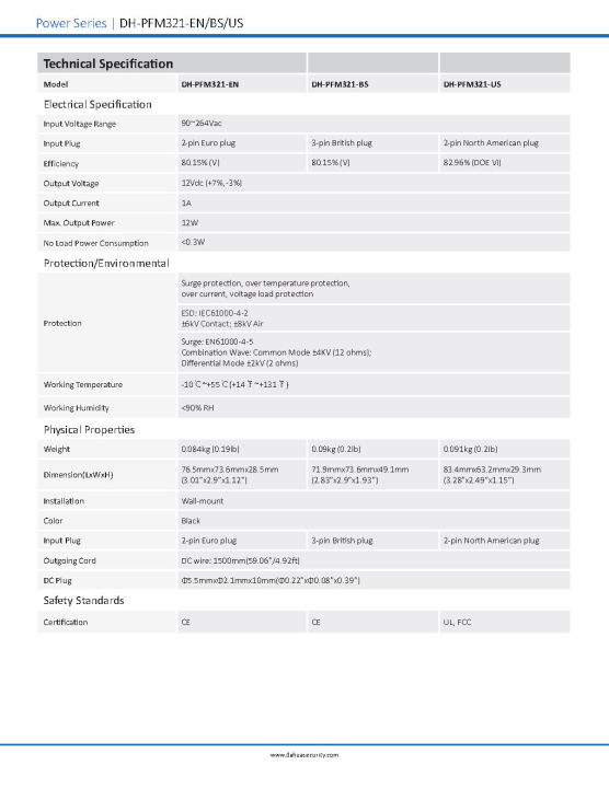 dahua-adapter-12v-1a-รุ่น-ai-dh-pfm321-สำหรับกล้องวงจรปิด-adapter-cctv-มาตรฐาน-ul-สหรัฐอเมริกา