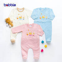 [New Arrival] BABBLE บอดี้สูทเด็กแรกเกิด ชุดหมีหุ้มเท้า ชุดเด็กแรกเกิด ผ้าฝ้าย100% 0-3 เดือน คอลเลคชั่น Chubby (สีออฟไวท์, สีฟ้า, สีชมพู) BDB